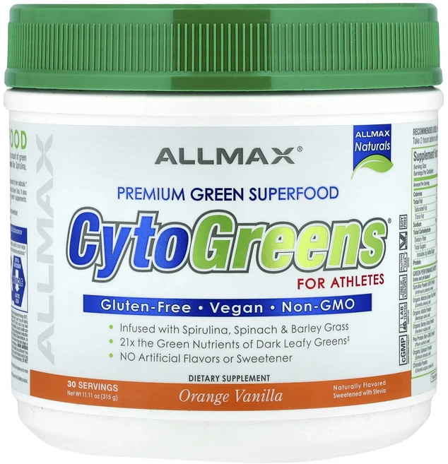 절실히 몸관리가필요한시기 ALLMAX CytoGreens® 운동선수를 위한 프리미엄 그린 슈퍼 푸드 오렌지 바닐라 맛 315g(11.11oz) 프리미엄할인상품입니다, ALLMAXCytoGreens운동선수를위한프리미엄그린슈, 315g, 1개 - 쿠팡