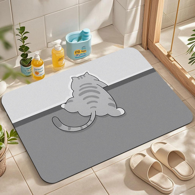 쿵샵 간편세척 큐티 애니멀 발매트 5종, 1개, 큐티 회색냥이