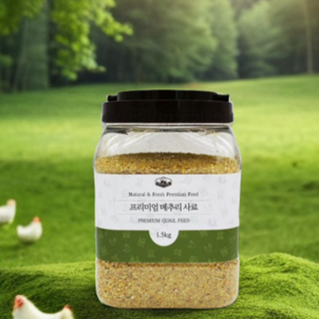 미니메추리 산란사료 산란기 설사감소 면역력 강화 굵은 옥수수입자 사료 1.5kg, 1개