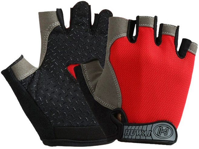 레저킹 5컷 낚시장갑 양손착용 미끄럼방지 통기성 매쉬소재, 레드, 1개