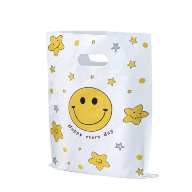 도담 스마일 손잡이 비닐 쇼핑백 포장봉투, 100개, 화이트(20X30)