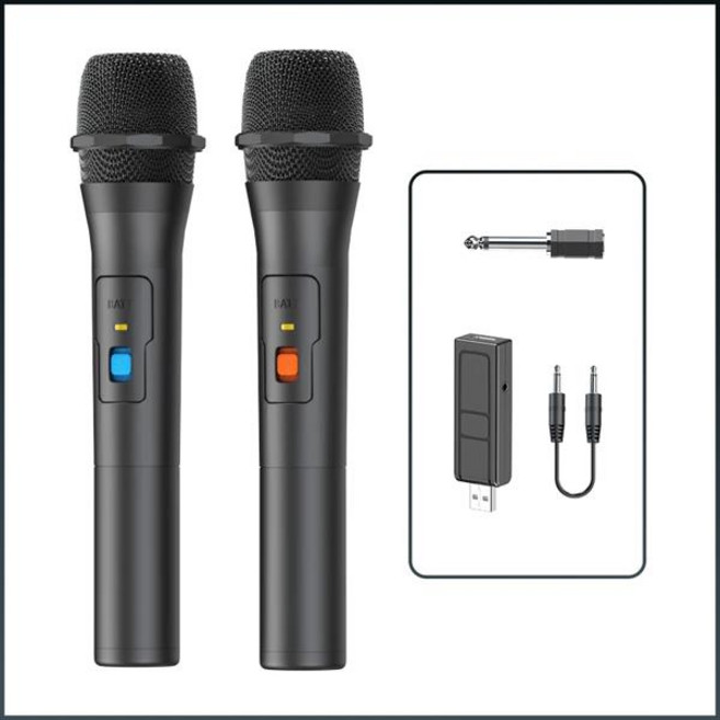방송용 강의용 노래방 마이크 VHF 무선 시스템 키트 USB 수신기 휴대용 홈 파티 스마트 TV 스피커 노래 1쌍, 2Pcs Mic, 02 2개 Mic