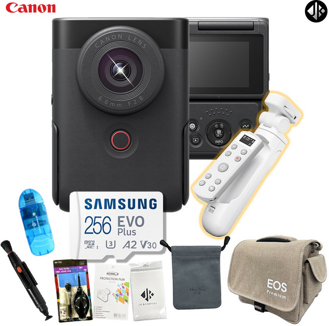 캐논 PowerShot V10 블랙 + 크리에이터 9종 패키지(아이리버 정품 OLED 무선 슈팅그립 + 256GB 메모리), 무선 슈팅 그립 화이트