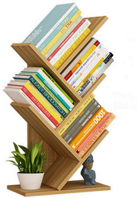 Y형 원목 책꽂이 북타워 인테리어 북트리 책꽂이 책선반 미니 사선 책장, 화이트월넛