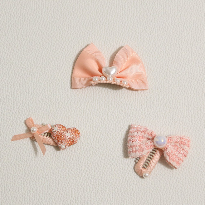 드림계곡 화려하고 귀티 강아지 헤어핀 3p, 1개, 핑크색
