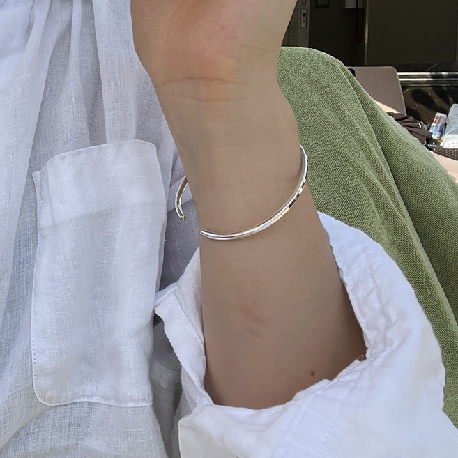 925 silver 오픈 심플 스퀘어 은 뱅글 팔찌
