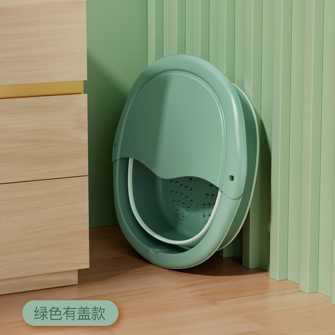 可摺疊泡腳桶家用泡腳盆按摩桶養生足浴盆過小腿燻蒸腳盆洗腳盆, 1個, 摺疊綠色有蓋:如圖