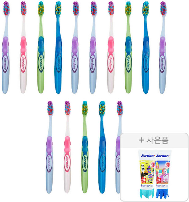 조르단 어린이 칫솔 스텝 4단계 색상랜덤 15개 + 증정(스텝2 치약 20g 2개), 3단계 - 15개, 1개입