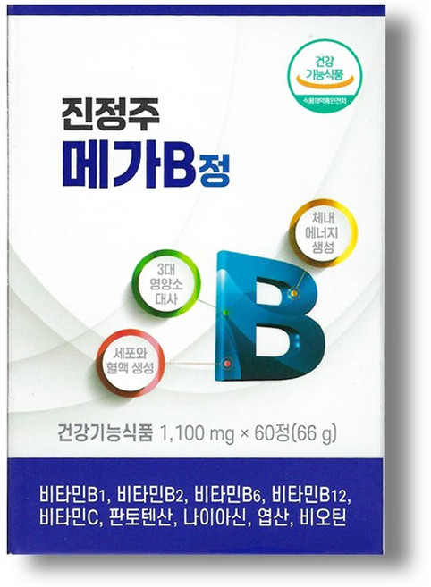 진정주 메가B 1통 활력증진 비타민B 성장기 학생 수험생 에너지, 60정, 1박스