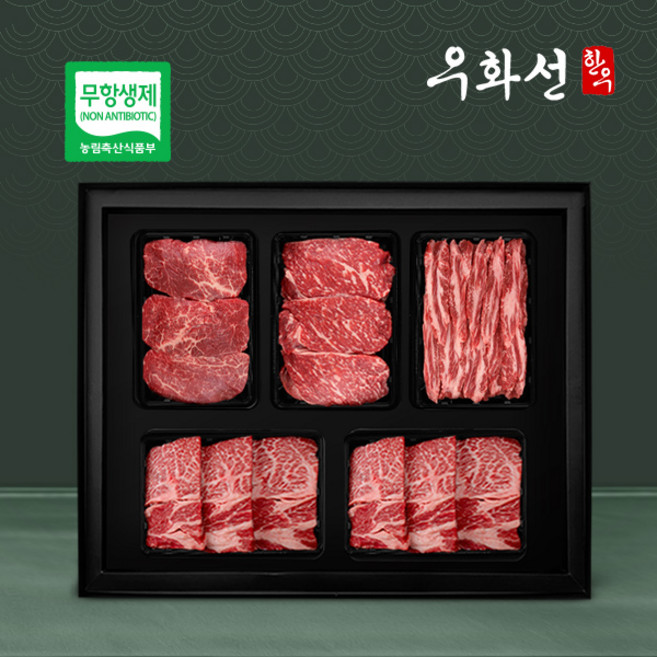 무항생제 한우 1+등급 로얄 로스세트 1호(꽃등심1.2kg+안심600g+채끝600g+특수부위600g총 3.0kg)냉장, 1개