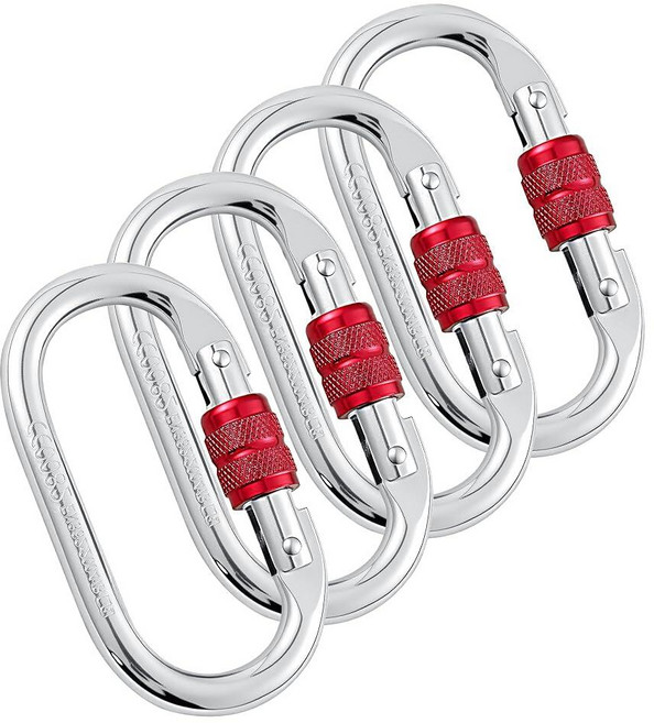 헤비 듀티 클라이밍 카라비너 25kN 5620파운드 등급 나사 클립 래펠링용 타원형 해먹 공중 작업 리깅 구조 식목공용