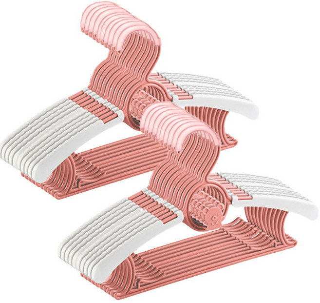 제로리빙 자유자재 길이조절 유아 아동용 옷걸이, Free, 20개, 핑크