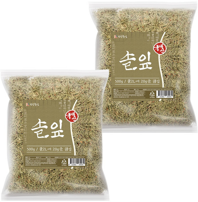 건강중심 국산 말린 솔잎 소나무 잎, 2개, 500g