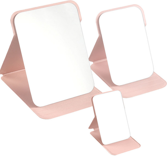 디피하우스 접이식 각도조절 거울 3종세트, 핑크