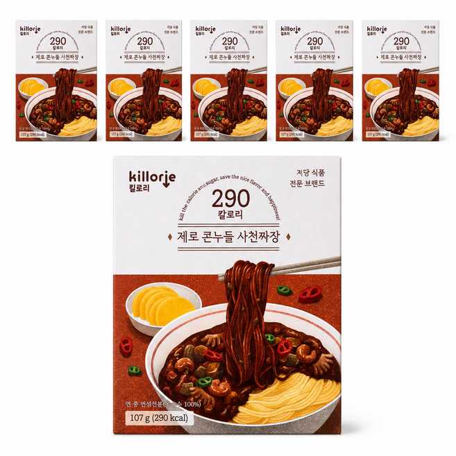 저당 제로콘누들 다이어트 사천 짜장 라면, 6개