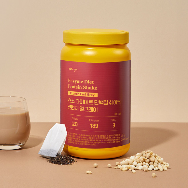 있나요 효소 다이어트 프로틴 단백질 보충 식사대용 쉐이크 크런치 얼그레이맛 630g, 1개