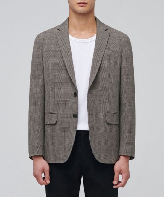 무신사 스탠다드 글렌 체크 베이식 블레이저 다크 베이지 499623