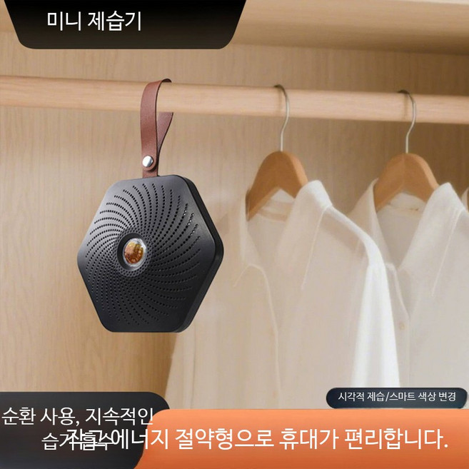 미니 옷장 제습기 소형 공기청정기 원룸 욕실 저소음 스마트 가정용 1등급, 블랙 물리적 흡습 재사용