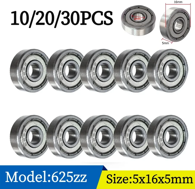 스쿠터용 탄소강 볼 베어링 607 623 626 688 685 687 608 625ZZ 5x16x5mm 로트당 10 개, 02 20PCS, 05 625zz 5x16x5mm
