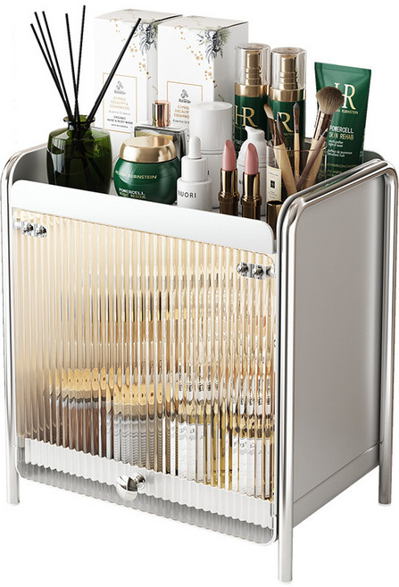 (주)실버미어 화장품정리함 식탁정리함 주방정리함 철재 슬라이딩 수납함, 화이트, 1개, 화이트