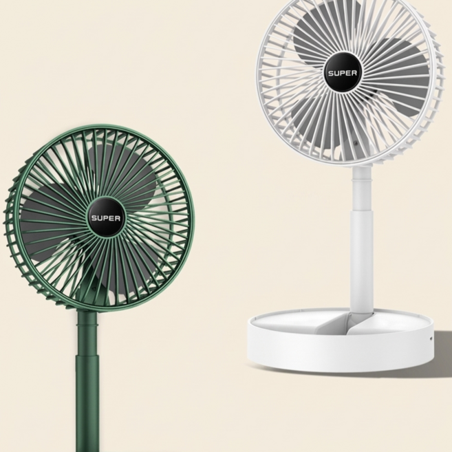 컴퍼니 3단 접이식 탁상용선풍기 캠핑 야구 무선 선풍기, 화이트, 3단 접이식 무선 선풍기