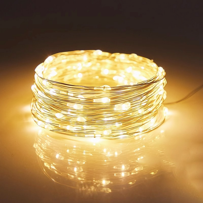 크리스마스 건전지 와이어 트리 전구 지네전구 줄조명 100구 200구, 1개, 웜색 100구