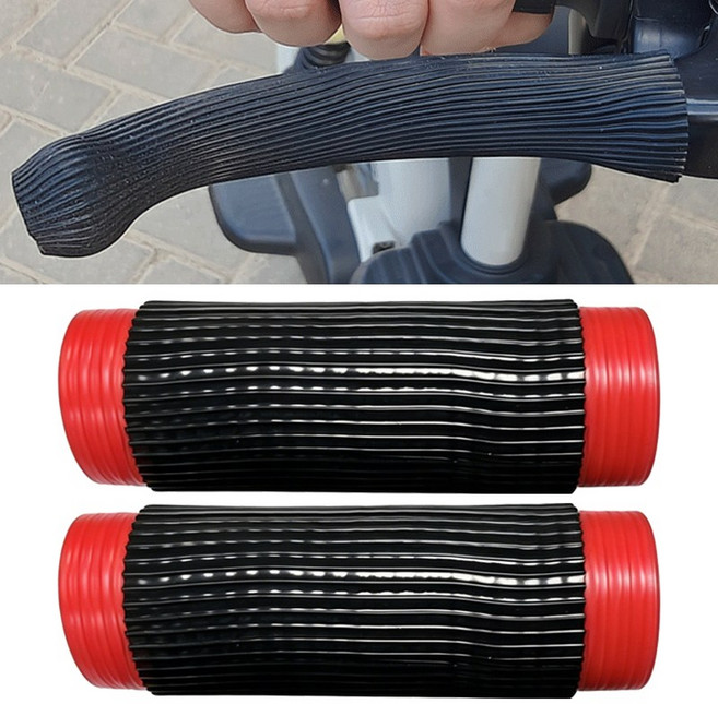 SEAMETAL 오토바이 핸들그립 커버 / 브레이크 커버 실리콘 커버 빠른 설치, 브레이크커버 (블랙 세로 무늬), 2개