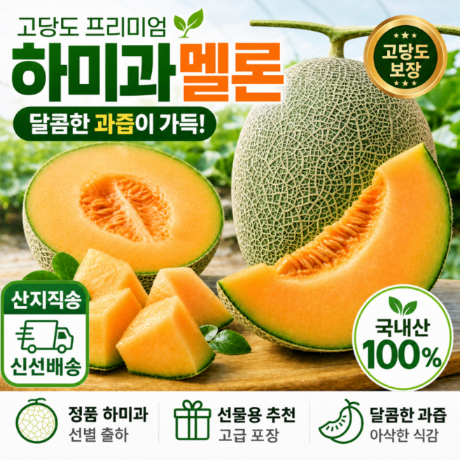 [오늘특가] 경북 고령 하미과 멜론, 1박스, 5kg 내외
