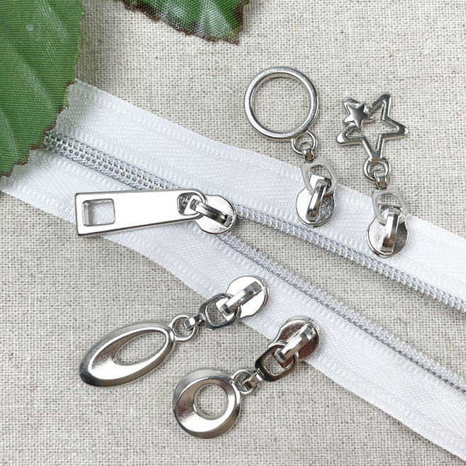 헤세드 (국산) 뉴 3호 코일지퍼 실버 슬라이더 지퍼머리 (10개)