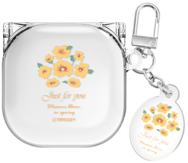 플라워 가든 버즈라이브/버즈3/버즈3프로 클리어 케이스 +아크릴 키링 세트, 플라워 가든_썬플라워, 버즈라이브(공용)