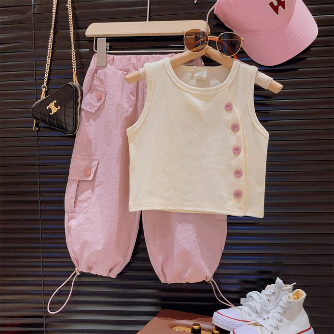 블링래빗 여아 민소매 티셔츠 + 카고 바지 2종세트 100~140