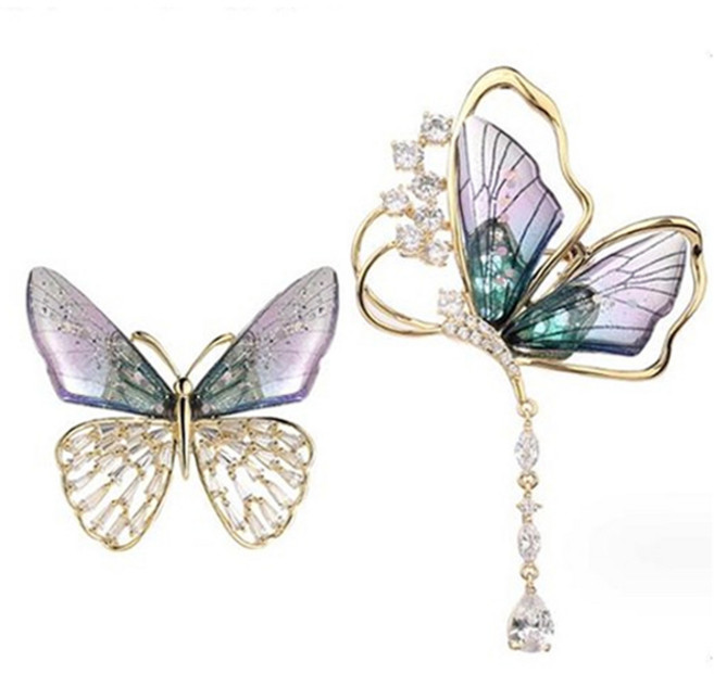 라일리 오리엔탈 블루 나비 브로치 2종 세트