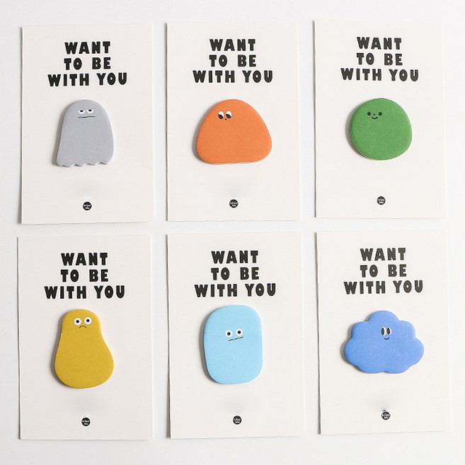 예삐스토어 개이쁜 표정 스티커 메모잇 점착 메모지 접착 떡메 스티커, 6종세트, 1세트