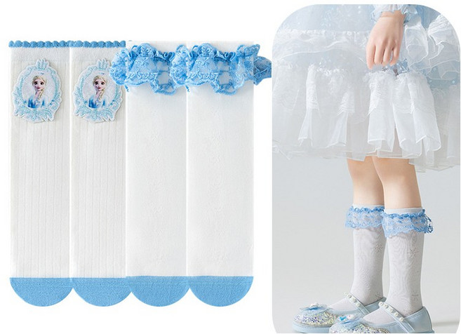 [실버플라워] 여아 겨울왕국 중목 양말 니삭스 긴 양말 3종세트 25529-1