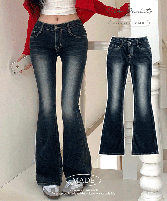 자스민벨 자체제작 #자스민벨 애니원 워싱 골반패드 골반뽕 힙딥커버 스판 부츠컷 데님 팬츠 로우라이즈 데님 청바지 인생팬츠 바지맛집 부츠컷청바지
