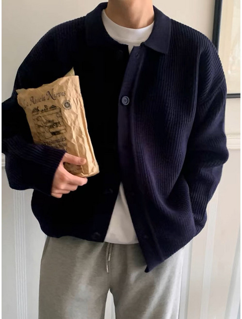 CBHV 춘추 칼라 카디건 니트 스웨터 코트 폴로 카디건