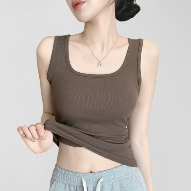 제너럴에이 스퀘어넥 골지 나시티 스판 민소매 이너 슬리브리스