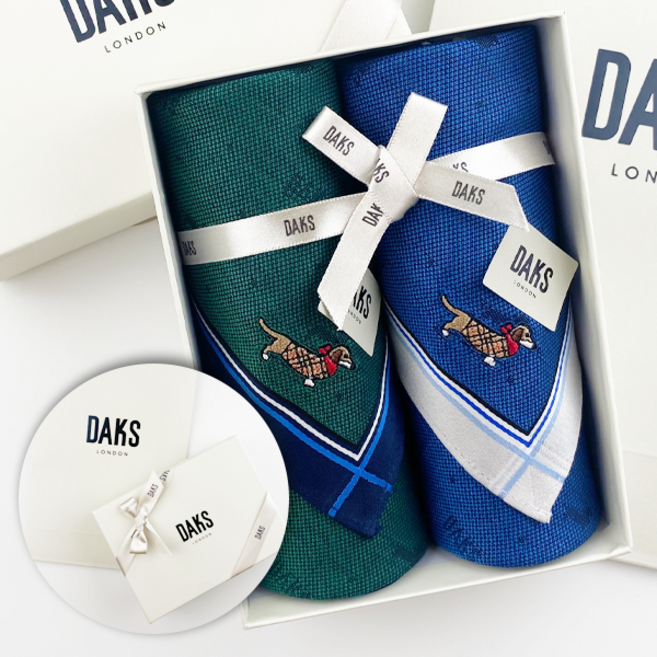 정품 닥스 손수건 세트 2매 면100% 선물포장