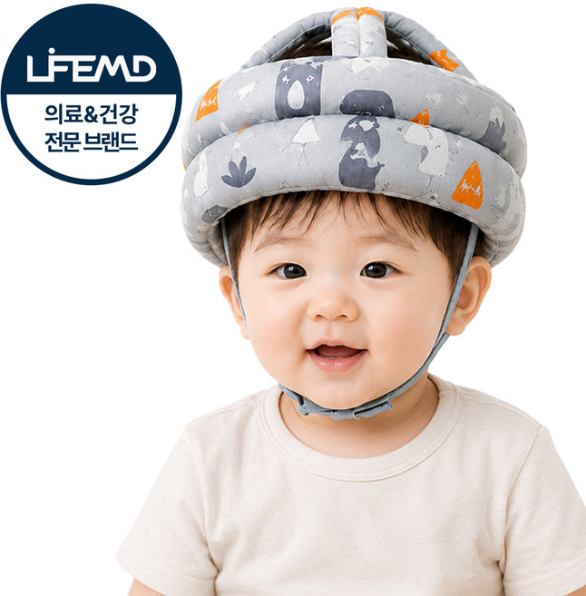 라이프엠디 아기 머리 보호대 영유아 머리쿵 방지 뒤쿵이 안전모 베이비 뒷통수 보호 쿠션 헬멧 신생아 안전 모자, 1개, 그레이
