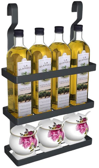 百崴收納 多功能不鏽鋼加厚3層調味架 廚房置物架, 黑色不鏽鋼3層調味架