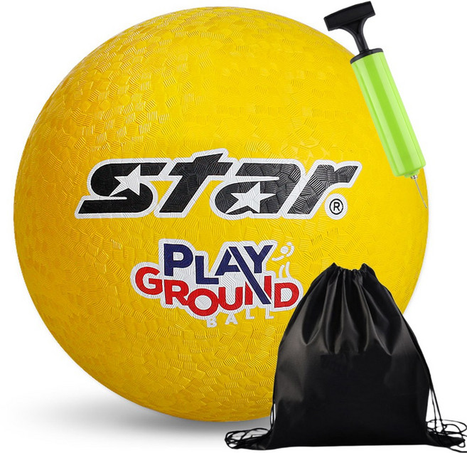 스타스포츠 플레이 그라운드볼 고무 배구공 피구공 투센볼가방 투센볼펌프, 옐로우, 1개