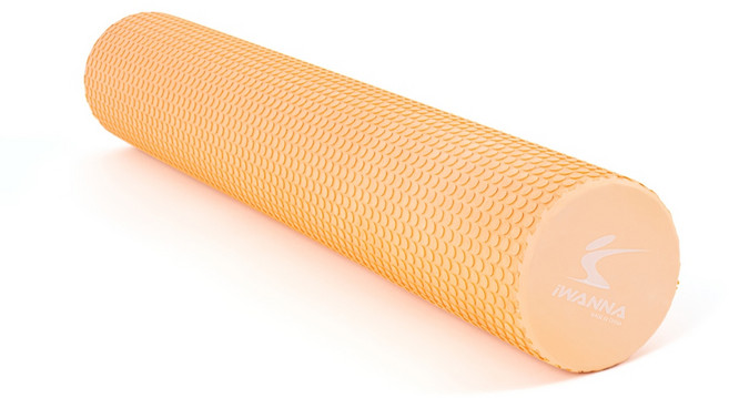아이워너 얇은 EVA 슬림 폼롤러 60CM 돌기 마사지 필라테스 요가 스트레칭 홈트 종아리 어깨, 코랄 핑크, 1개