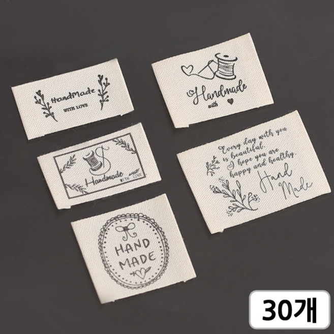[모핸] 핸드메이드 면라벨, 소잉-혼합(5종), 30개