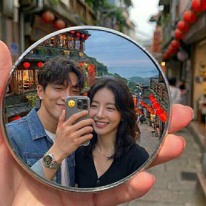 원앤모어 여행용 휴대용 셀카 미니 볼록거울 9.5cm, 1개, 실버 그레이