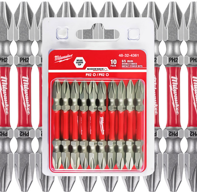 밀워키공식대리점 65mm 양날 토션비트 드라이버 드릴 자석 비트 48-32-4361 10PCS 세트