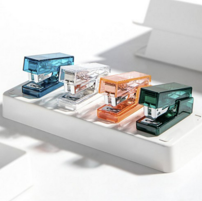 델리 누사인 투명 미니 스테이플러 + 33호침 세트, 투명 블루, 1세트