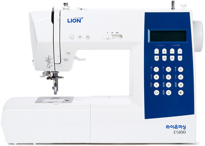 라이온미싱 가정용 디지털 미싱 + 특별선물세트, E5100, WHITE + COBALT BLUE