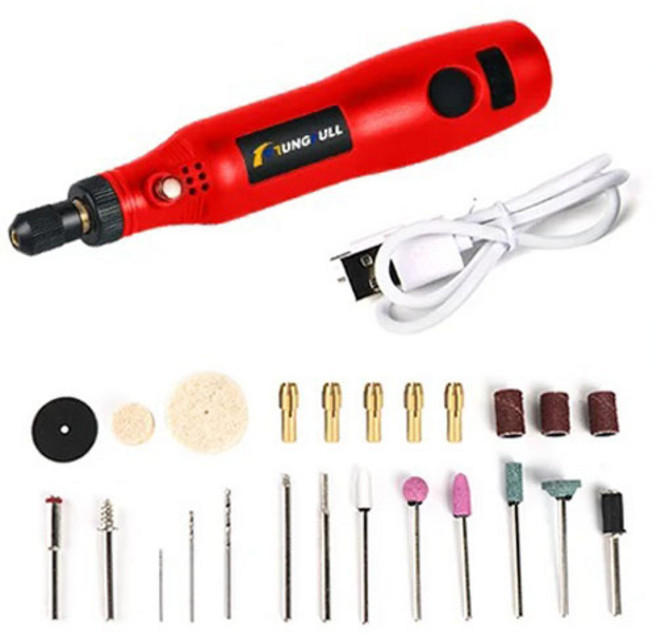드릴링Dremel용 USB 무선 미니 전기 드릴 전동 공구 다기능 연마기 그라인딩 액세서리 세트 3 단 조각 펜, 03 8952  Red