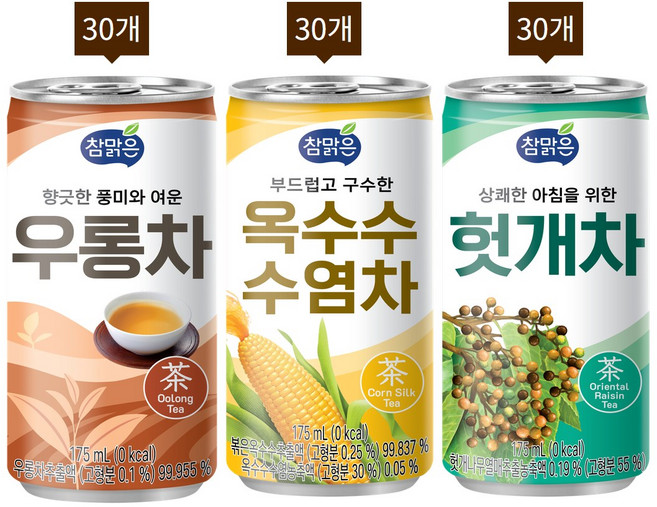 참맑은 우롱차+옥수수수염차+헛개차 3종세트, 1세트, 175ml
