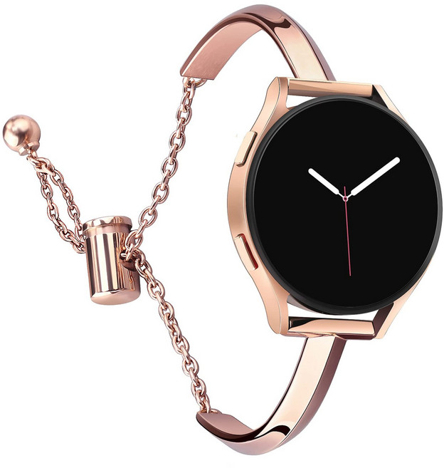 갤럭시워치 7 6 5 4 3 액티브2 슬림 체인 브레이슬릿 스트랩 큐빅 팔찌 시계줄 원터치 여성 20mm, 로즈골드, 큐빅하프케이스+스트랩 SET, 6/40mm, 1개